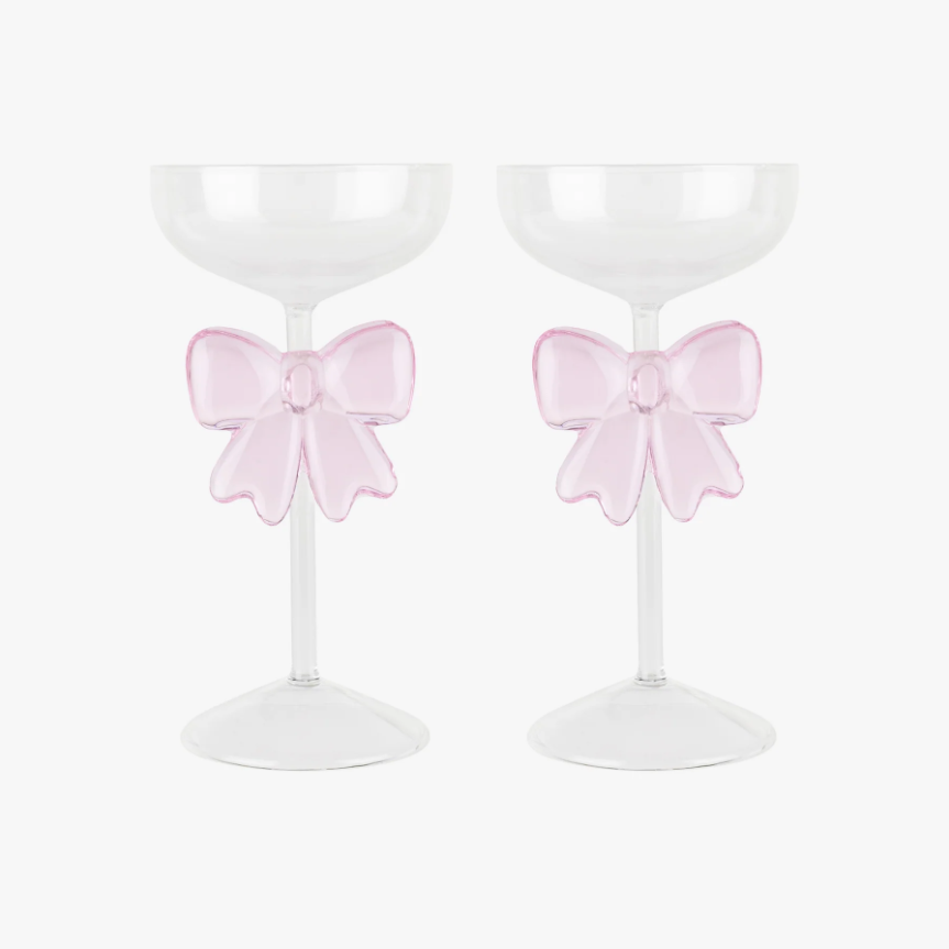 Pink Bow Wine Glasses