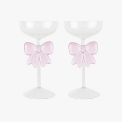 Pink Bow Wine Glasses